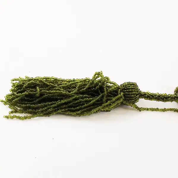 Olive Green Glass Seed Bead Tassel Lariat Sautoir Rope Necklace 52"