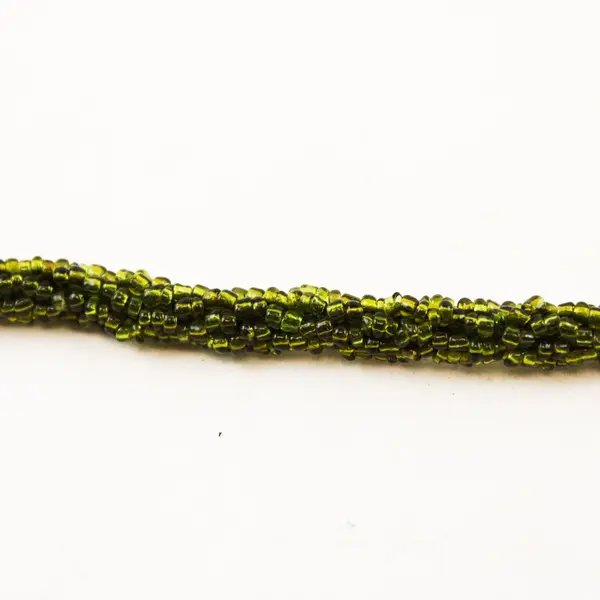 Olive Green Glass Seed Bead Tassel Lariat Sautoir Rope Necklace 52"