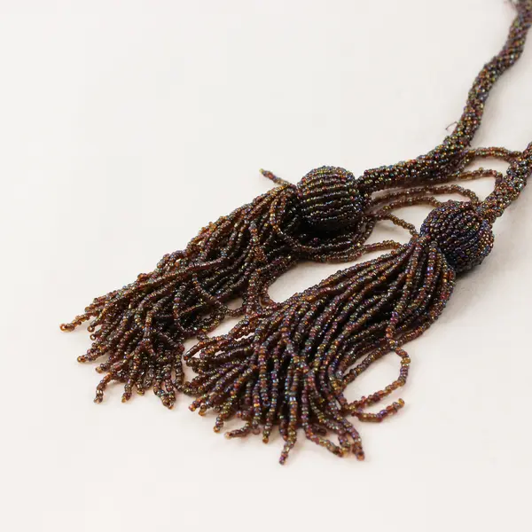 Multicolor Glass Seed Bead Tassel Lariat Sautoir Rope Necklace 50"
