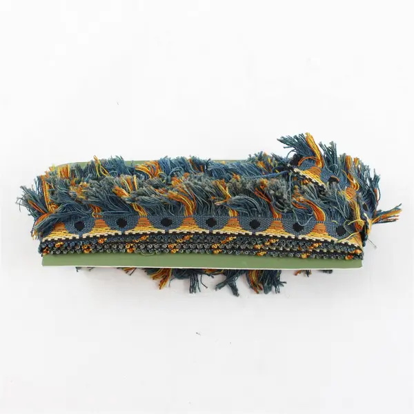 4.5 Yards Vintage Blue and Orange Fringed Upholstery Trim DIY Sewing