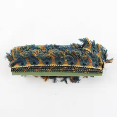 4.5 Yards Vintage Blue and Orange Fringed Upholstery Trim DIY Sewing