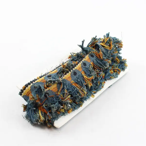 4.5 Yards Vintage Blue and Orange Fringed Upholstery Trim DIY Sewing