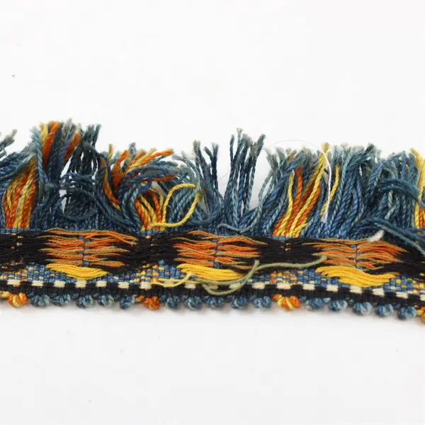 4.5 Yards Vintage Blue and Orange Fringed Upholstery Trim DIY Sewing