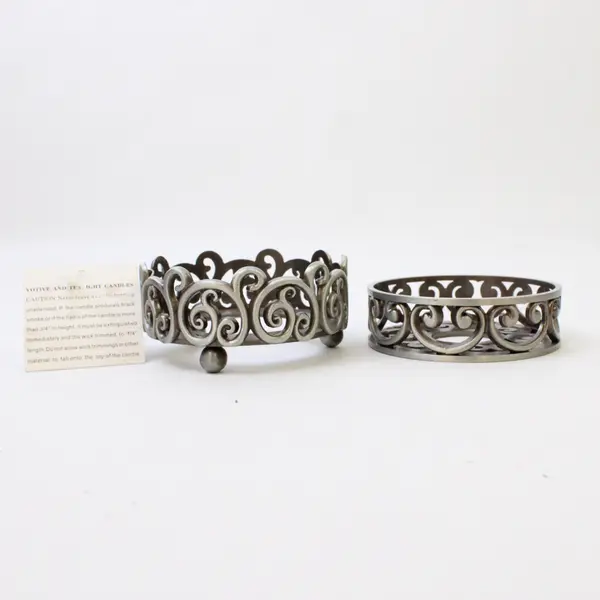 Lot of 2 Vintage Silver-Plated Votive Candle Holders