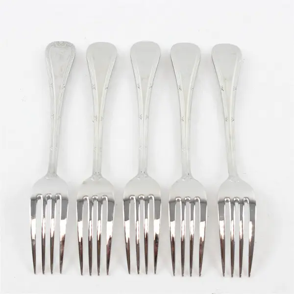 Lot Of 5 Mikasa Brand Laura (Stainless) Pattern Flatware Dinner Forks 8.25" Long