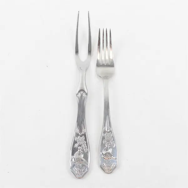 Two Spode Woodland Flatware Pieces Meat Fork and Dinner Fork