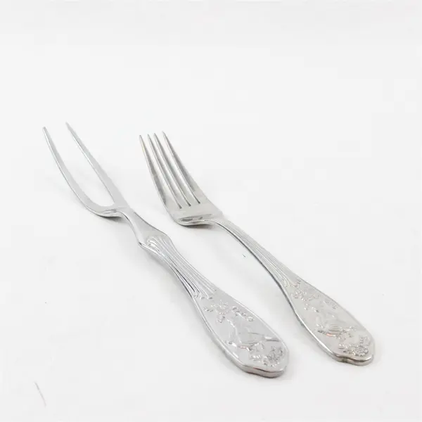 Two Spode Woodland Flatware Pieces Meat Fork and Dinner Fork