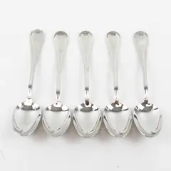 Lot Of 5 Mikasa Brand Laura (Stainless) Pattern Flatware Soup Spoons 8.25" Long
