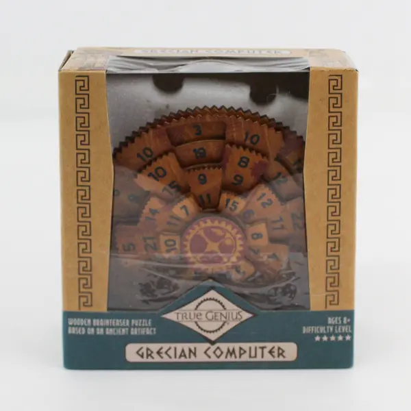 New In Box True Genius Grecian Computer Puzzle Wooden Brain Teaser Puzzle