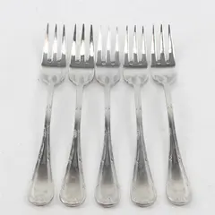 Lot Of 5 Mikasa Brand Laura (Stainless) Pattern Flatware Salad Forks 7.25" Long