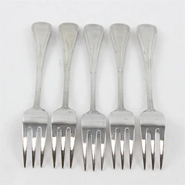 Lot Of 5 Mikasa Brand Laura (Stainless) Pattern Flatware Salad Forks 7.25" Long