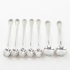Lot Of 7 Mikasa Laura Pattern Stainless Flatware 5 Iced Tea 2 Round Soup Spoons