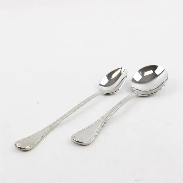 Lot Of 7 Mikasa Laura Pattern Stainless Flatware 5 Iced Tea 2 Round Soup Spoons