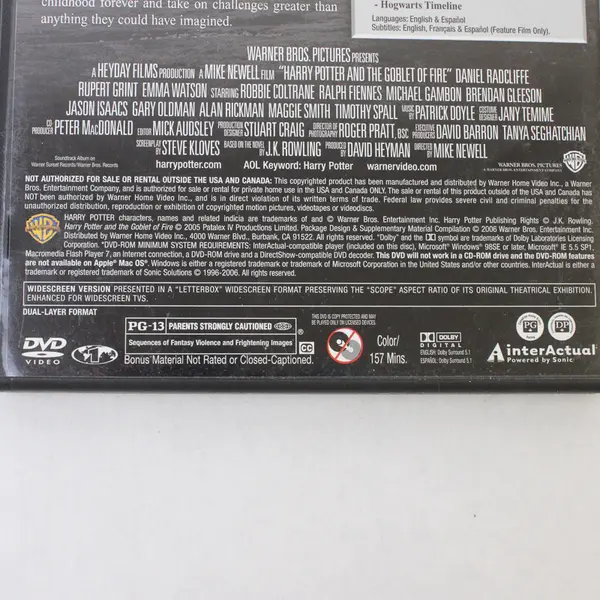 Harry Potter & the Goblet of Fire 2-Disc DVD Set, 2005 #76453