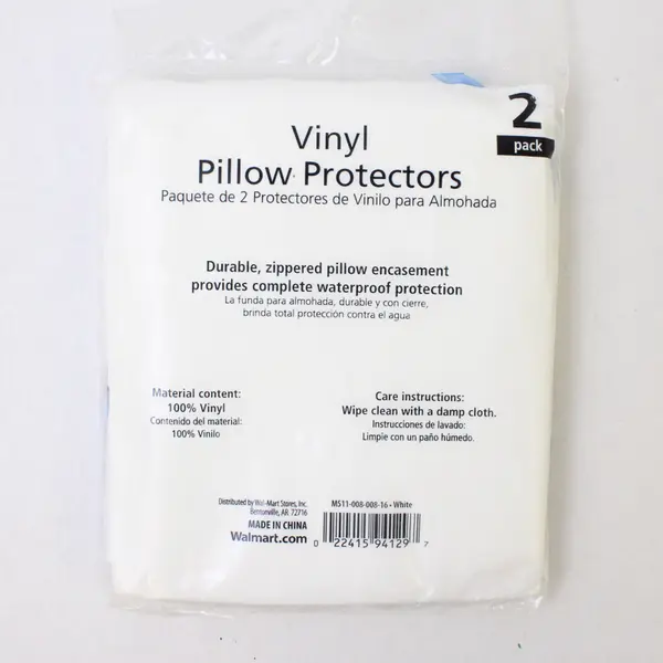 Mainstays White Vinyl Waterproof Pillow Protector Standard Size - New