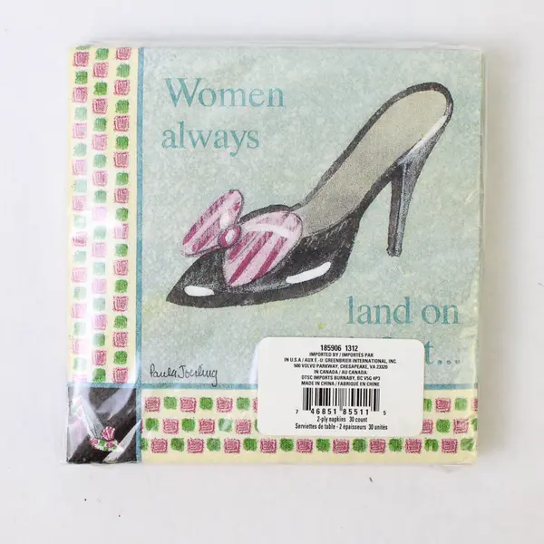 Greenbrier International 30-Pack Napkins 'Women Always Land on Their Feet' 5x5