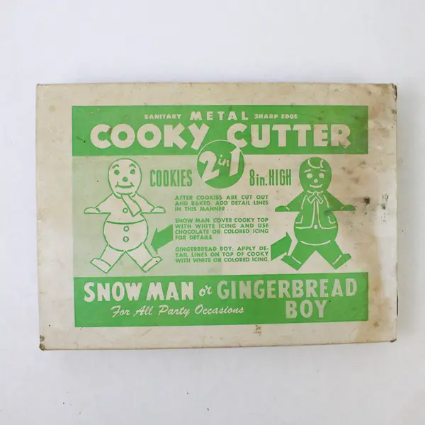 Vintage 2-in-1 Snowman Gingerbread Boy Cookie Cutter 8" Orig Box