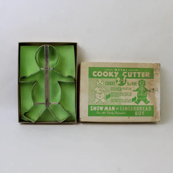 Vintage 2-in-1 Snowman Gingerbread Boy Cookie Cutter 8" Orig Box