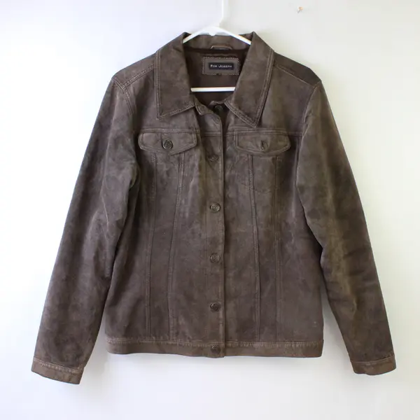 For Joseph Women's Size Medium Brown Genuine Suede Leather Trucker Jacket