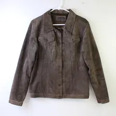 For Joseph Women's Size Medium Brown Genuine Suede Leather Trucker Jacket