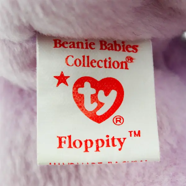 TY Beanie Babies Floppity 1996 Purple Bunny Rabbit W/ Tag Plush Toy
