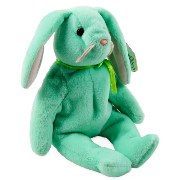 TY Beanie Babies Hippity 1996 Green Pastel Bunny With Tag Plush Toy