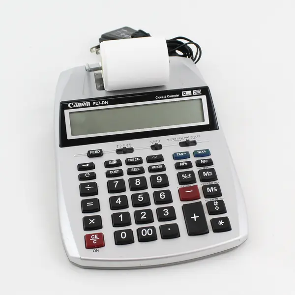 Canon P27-DH Desktop Printing Calculator Adding Machine Silver with AC Adapter
