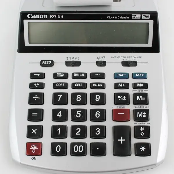 Canon P27-DH Desktop Printing Calculator Adding Machine Silver with AC Adapter