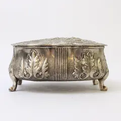 Vintage Raised Repousse Trinket Box with Horse Riders - Small