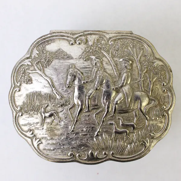 Vintage Raised Repousse Trinket Box with Horse Riders - Small