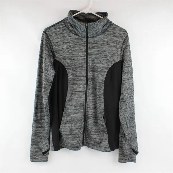 Danskin Now Gray and Black Semi-Fitted Track Jacket Women's XL
