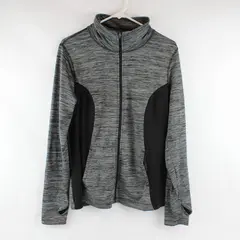 Danskin Now Gray and Black Semi-Fitted Track Jacket Women's XL