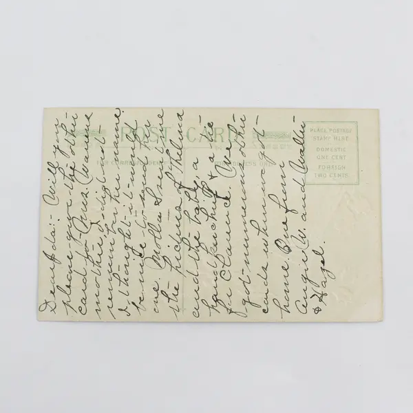 A Happy New Year Holiday Greeting Card Embossed Postcard Holly Village Scene
