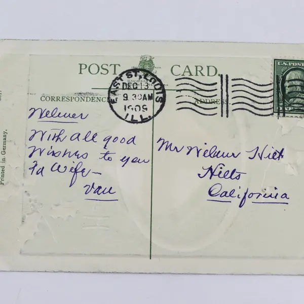 1909 Heartiest Wishes For A Very Happy Xmas Holly Ivy Stream Embossed Postcard 