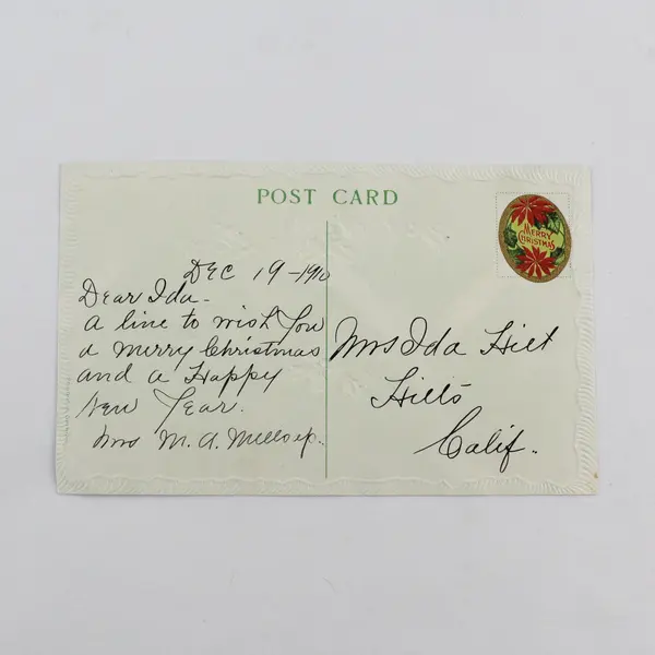 Vintage 1910 A Happy Christmas To You Holly Hearth Snow Embossed Postcard