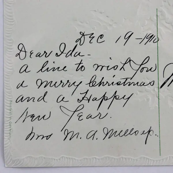 Vintage 1910 A Happy Christmas To You Holly Hearth Snow Embossed Postcard