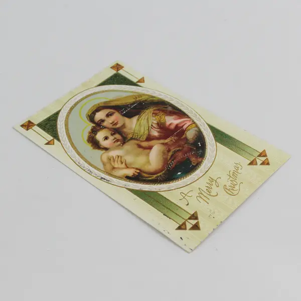 Vintage 1910 A Merry Christmas Mary Baby Jesus Embossed Postcard