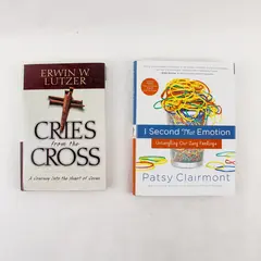 Lot of 2 Books Cries From The Cross & I Second That Emotion by Lutzer, Clairmont