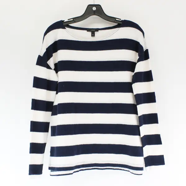 J. Crew Blue/White Large Horizontal Striped Long Sleeve Top Women's Size XS