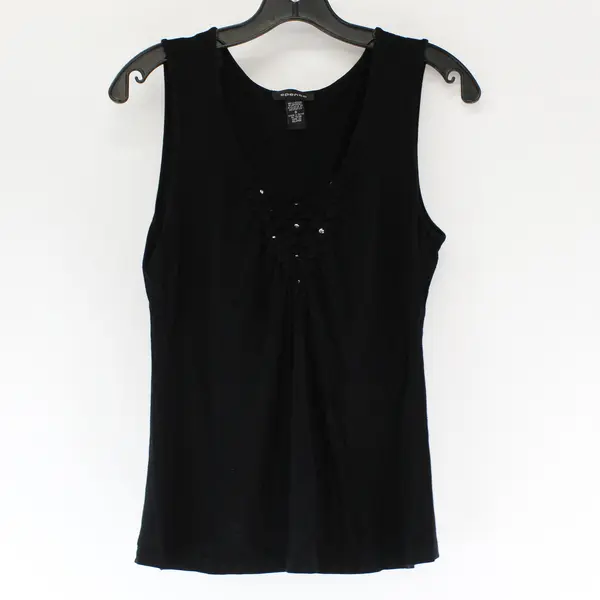 Spense Brand Solid Black Sleeveless Blouse Top Viscose/Spandex Women's Size S