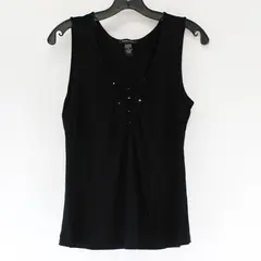 Spense Brand Solid Black Sleeveless Blouse Top Viscose/Spandex Women's Size S