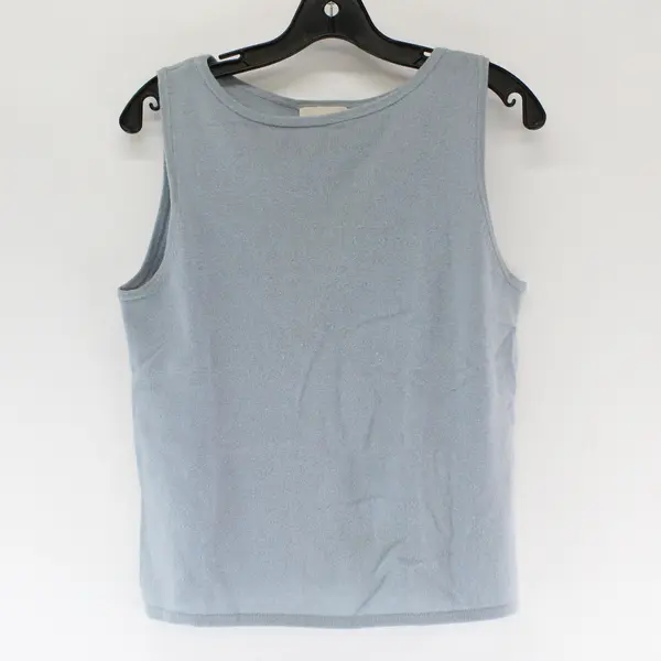 J. Jill Solid Blue Color Sleeveless Woven Sweater Vest 100% Cashmere Women's M