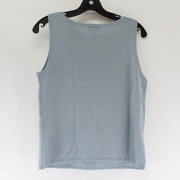 J. Jill Solid Blue Color Sleeveless Woven Sweater Vest 100% Cashmere Women's M