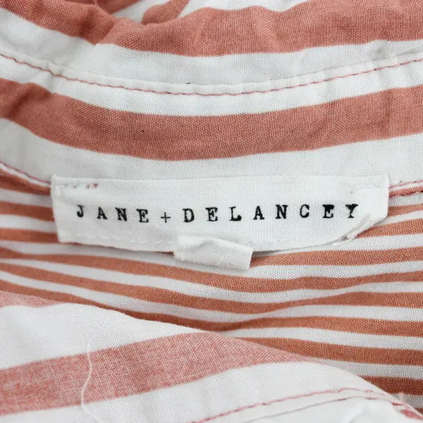 Jane + Delancey Pink/White Vertical Long Sleeve Button Up Top Women's Size M