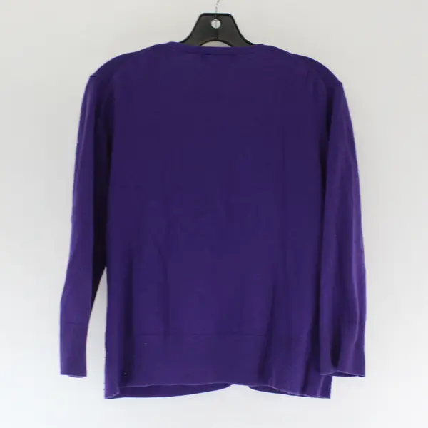Worthington Solid Purple Woven Quarter Length Sleeve Cardigan Women's Size M