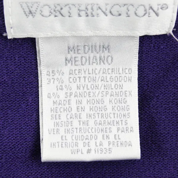 Worthington Solid Purple Woven Quarter Length Sleeve Cardigan Women's Size M