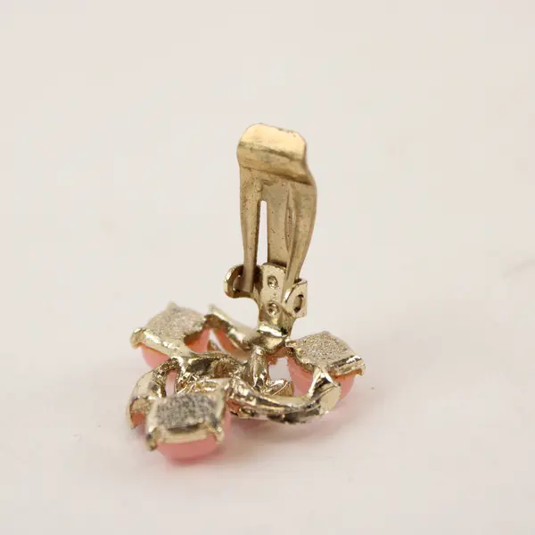 Vintage Judy Lee Pink Cabochon Clip-On Earrings