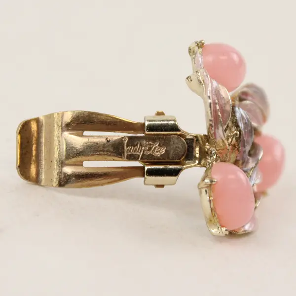 Vintage Judy Lee Pink Cabochon Clip-On Earrings