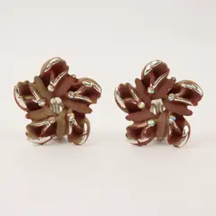 Vintage RSK Flower Design Rhinestone Clip-On Earrings