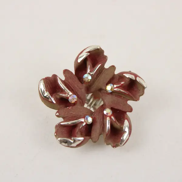 Vintage RSK Flower Design Rhinestone Clip-On Earrings